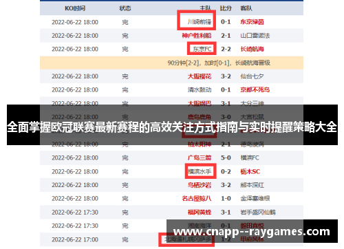 全面掌握欧冠联赛最新赛程的高效关注方式指南与实时提醒策略大全 全面掌握欧冠联赛最新赛程的高效关注方式指南与实时提醒策略大全